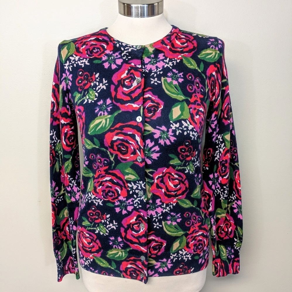 Land's End Supima Cotton Floral Cardigan - Picture 7 of 7